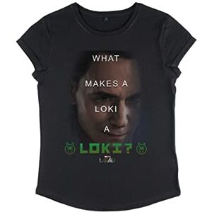 Marvel Women's Loki Rolled Sleeve T-Shirt, Black, Large Marvel Women's Loki Rolled Sleeve T-Shirt, Black, Large