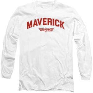 Top Gun Maverick Varsity Unisex Adult Longsleeve T Shirt, White, L Top Gun Maverick Varsity Unisex Adult Longsleeve T Shirt, White, L