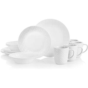 Corelle Linen Weave Embossed 16-Piece Dinnerware Set, Service for 4 Corelle Linen Weave Embossed 16-Piece Dinnerware Set, Service for 4