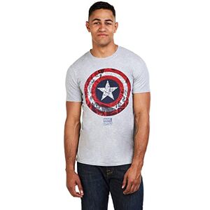 Marvel Men's Captain America Comic Shield T Shirt, Sports Grey, L UK Marvel Men's Captain America Comic Shield T Shirt, Sports Grey, L UK