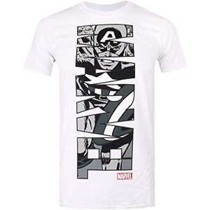 Marvel Men's Captain America Vertical T-Shirt, White, X-Large Marvel Men's Captain America Vertical T-Shirt, White, X-Large