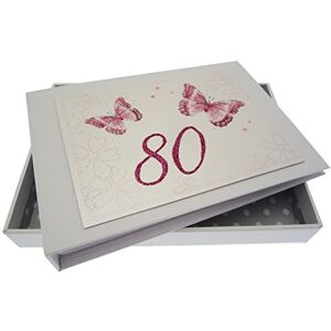 WHITE COTTON CARDS , 80th Birthday, Tiny Album, Butterflies WHITE COTTON CARDS , 80th Birthday, Tiny Album, Butterflies