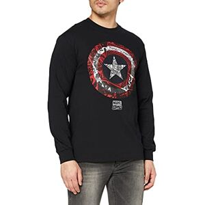 Marvel Men's Captain America Comic Shield Long Sleeve Top, Black, L UK Marvel Men's Captain America Comic Shield Long Sleeve Top, Black, L UK