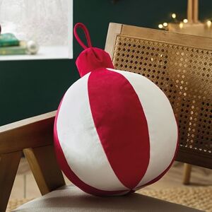 Catherine Lansfield Christmas Bauble 3D Shaped Cushion White/Red Catherine Lansfield Christmas Bauble 3D Shaped Cushion White/Red