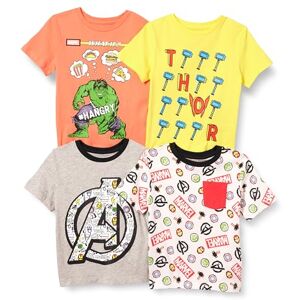Amazon Essentials Disney Marvel Star Wars Boys' Short-sleeved T-shirt Tops (Previously Spotted Zebra), Pack of 4, Avengers Logo/Marvel Power, 5 Years Amazon Essentials Disney Marvel Star Wars Boys' Short-sleeved T-shirt Tops (Previously Spotted Zebra), Pack of 4, Avengers Logo/Marvel Power, 5 Years