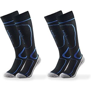 Black Crevice Adult Ski Socks, 2 Pairs, Multicoloured (Black/Blue) 43-46 Black Crevice Adult Ski Socks, 2 Pairs, Multicoloured (Black/Blue) 43-46