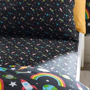 Catherine Lansfield Rainbow Rockets Single Fitted Sheet Black Catherine Lansfield Rainbow Rockets Single Fitted Sheet Black