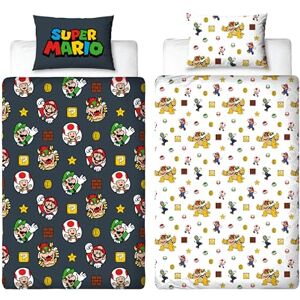 Character World Nintendo Super Mario Official Single Duvet Cover Set with Mario, Luigi and Bowser Design Black Reversible 2 Sided Bedding Cover Official Merchandise Including Matching Pillow Case Character World Nintendo Super Mario Official Single Duvet Cover Set with Mario, Luigi and Bowser Design Black Reversible 2 Sided Bedding Cover Official Merchandise Including Matching Pillow Case