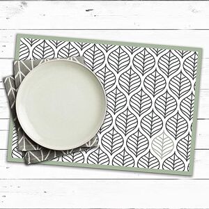 CREARREDA Americana Leaves Placemats, Set of 4, PVC Breakfast Placemats, 48 x 33 cm, Non-Slip, Washable, Dirt-Resistant, Heat Resistant, Made in Italy CREARREDA Americana Leaves Placemats, Set of 4, PVC Breakfast Placemats, 48 x 33 cm, Non-Slip, Washable, Dirt-Resistant, Heat Resistant, Made in Italy