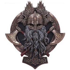 Nemesis Now Bronze For Valhalla Viking Axe Hammer Raven Wall Plaque, 27cm Nemesis Now Bronze For Valhalla Viking Axe Hammer Raven Wall Plaque, 27cm