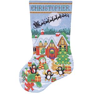 Tobin Design Works Penguin Party Stocking, Cotton, Pack of 1, Blue Tobin Design Works Penguin Party Stocking, Cotton, Pack of 1, Blue