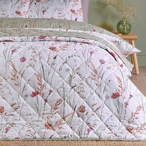 Catherine Lansfield Brushed Grasmere Floral Cotton Reversible 200x220cm Quilted Bedspread Green Catherine Lansfield Brushed Grasmere Floral Cotton Reversible 200x220cm Quilted Bedspread Green