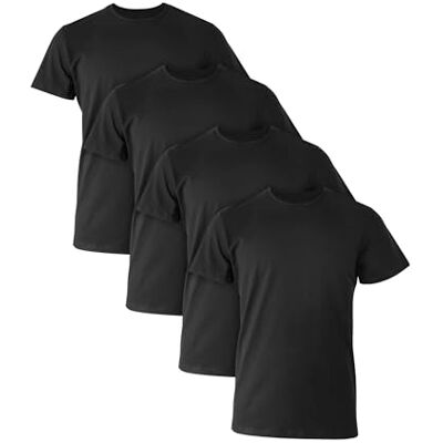 Hanes Mens Ultimate Comfort Fit Stretch Crewneck Undershirt 4-Pack, Black, Large Hanes Mens Ultimate Comfort Fit Stretch Crewneck Undershirt 4-Pack, Black, Large