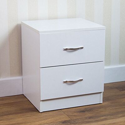 Vida Designs Riano Bedside Table with 2 Drawers, White, Storage Table Vida Designs Riano Bedside Table with 2 Drawers, White, Storage Table