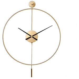 SHISEDECO Classical Large Modern Round Minimalist Wall Clock with Swing Pendulum, Non-Ticking Silent Metal Decorative Creative Art Clocks for Home, Living Room, Bedroom, Study, Office (24", Gold) SHISEDECO Classical Large Modern Round Minimalist Wall Clock with Swing Pendulum, Non-Ticking Silent Metal Decorative Creative Art Clocks for Home, Living Room, Bedroom, Study, Office (24", Gold)