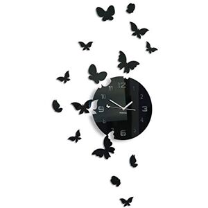 FLEXISTYLE modern wall clock Butterflies black acrylic glass high gloss surface silent non ticking for kitchen office living room bedroom FLEXISTYLE modern wall clock Butterflies black acrylic glass high gloss surface silent non ticking for kitchen office living room bedroom