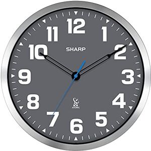 Sharp Atomic Analog Wall Clock 12 inch Grey Face, Silver Brushed Finish Sets Automatically- Battery Operated Easy to Read Easy to Use Modern Design and Style Sharp Atomic Analog Wall Clock 12 inch Grey Face, Silver Brushed Finish Sets Automatically- Battery Operated Easy to Read Easy to Use Modern Design and Style