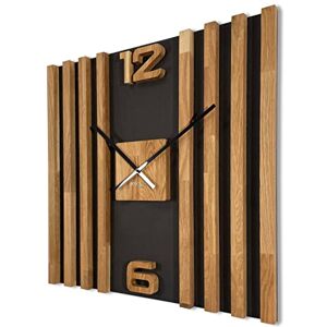 FLEXISTYLE square large wall clock 60cm Lamellas wooden clock oak silent for living room bedroom black XL FLEXISTYLE square large wall clock 60cm Lamellas wooden clock oak silent for living room bedroom black XL