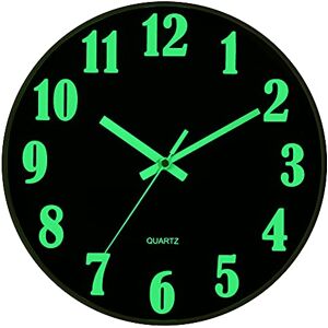JoFomp Modern Night Light Wall Clock, 12 Inch Silent Non-Ticking Quartz Wall Clocks, Large Luminous Function Numbers and Hands, Battery Operated Decorative Wall Clock for Office, Kitchen, Living Room JoFomp Modern Night Light Wall Clock, 12 Inch Silent Non-Ticking Quartz Wall Clocks, Large Luminous Function Numbers and Hands, Battery Operated Decorative Wall Clock for Office, Kitchen, Living Room
