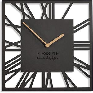 FLEXISTYLE Modern wall clock natural square 30cm wooden hands roman digits for living room bedroom silent non ticking FLEXISTYLE Modern wall clock natural square 30cm wooden hands roman digits for living room bedroom silent non ticking