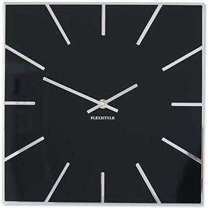 FLEXISTYLE Exact Square Wall Clock 30cm Diameter No Ticking Noise Modern Design Acrylic Glass and Acrylic Mirror for Living Room Bedroom (Black) FLEXISTYLE Exact Square Wall Clock 30cm Diameter No Ticking Noise Modern Design Acrylic Glass and Acrylic Mirror for Living Room Bedroom (Black)