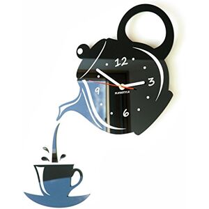 FLEXISTYLE kitchen wall clock JUG with a CUP modern design black non ticking silent FLEXISTYLE kitchen wall clock JUG with a CUP modern design black non ticking silent