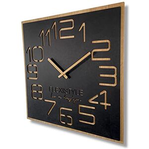 FLEXISTYLE ECO DIGITS large wall clock 60cm wooden oak black square unusual minimalistic design for living room bedroom office sient non ticking FLEXISTYLE ECO DIGITS large wall clock 60cm wooden oak black square unusual minimalistic design for living room bedroom office sient non ticking