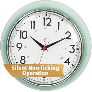 Kiera Grace Wall Clock, 9.5 Inch, Retro Mint ClassicWall Clocks Battery Operated, Vintage Silent Non Ticking Home Decor for Living Room, Kitchen, Bathroom Kiera Grace Wall Clock, 9.5 Inch, Retro Mint ClassicWall Clocks Battery Operated, Vintage Silent Non Ticking Home Decor for Living Room, Kitchen, Bathroom