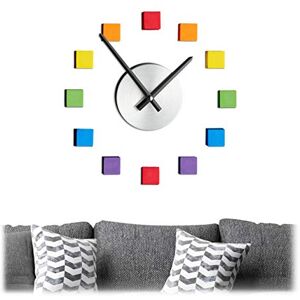 Relaxdays DIY Wall Clock, Adhesive Square Stickers, Matt Colours, Size Variable, Modern 3D Look, max. Ø 110 cm, Rainbow Relaxdays DIY Wall Clock, Adhesive Square Stickers, Matt Colours, Size Variable, Modern 3D Look, max. Ø 110 cm, Rainbow