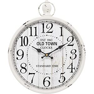 Menterry Retro Round Wall Clock. White Vintage Antique Style. Battery Operated Silent Wall Clocks for Farmhouse,Bathroom,Kitchen,Bedroom,Office, (11.8" H x 9.3" W) Menterry Retro Round Wall Clock. White Vintage Antique Style. Battery Operated Silent Wall Clocks for Farmhouse,Bathroom,Kitchen,Bedroom,Office, (11.8" H x 9.3" W)