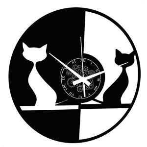 Instant Karma Clocks Wall Clock with Two Cats in Silhouette Silent No-Ticking Perfect for Bedroom, Office, Studio, Cabin, Living Room Modern Design Unique Decoration Instant Karma Clocks Wall Clock with Two Cats in Silhouette Silent No-Ticking Perfect for Bedroom, Office, Studio, Cabin, Living Room Modern Design Unique Decoration
