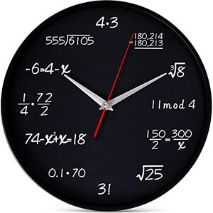 Bernhard Products Math Wall Clock 12 Inch Black Silent Non-Ticking for Math Teacher/Student/Engineer Graduate, Quartz Round Battery Operated for Home Office School Classroom, Mathematical Equations Bernhard Products Math Wall Clock 12 Inch Black Silent Non-Ticking for Math Teacher/Student/Engineer Graduate, Quartz Round Battery Operated for Home Office School Classroom, Mathematical Equations
