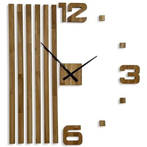 FLEXISTYLE large wall clock DIY Wooden Oak Slats 100cm 3d modern unusual design decoration clocks for Office Living Room Bedroom Decorative Item silent non ticking FLEXISTYLE large wall clock DIY Wooden Oak Slats 100cm 3d modern unusual design decoration clocks for Office Living Room Bedroom Decorative Item silent non ticking