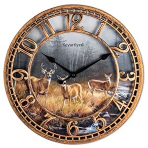WANGIRO Round Wall Clock Farmhouse Plastic Deer Clock Battery Operated Silent Non-Ticking Rustic Clock 12 Inch for Home, Kitchen, Living Room, Bedroom, Office Decor (Antique Copper) WANGIRO Round Wall Clock Farmhouse Plastic Deer Clock Battery Operated Silent Non-Ticking Rustic Clock 12 Inch for Home, Kitchen, Living Room, Bedroom, Office Decor (Antique Copper)