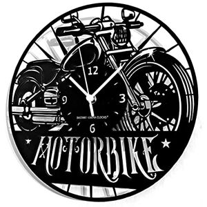 Instant Karma Clocks Wall Clock ➤ Motorcycle Motorbike Road Rider Classic Garage Retro Design, HDF Wood, Black, Ø12inch Instant Karma Clocks Wall Clock ➤ Motorcycle Motorbike Road Rider Classic Garage Retro Design, HDF Wood, Black, Ø12inch