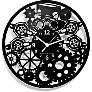 Instant Karma Clocks Wall Clock ➤ Steampunk Retro Gears Industrial, Wood HDF, Black, Ø12inch Instant Karma Clocks Wall Clock ➤ Steampunk Retro Gears Industrial, Wood HDF, Black, Ø12inch