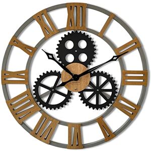 FLEXISTYLE Large wall clock vintage 80cm XL wooden oak oversized roman digits for living room office bedroom silent non ticking FLEXISTYLE Large wall clock vintage 80cm XL wooden oak oversized roman digits for living room office bedroom silent non ticking