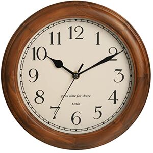 Kesin Wooden Wall Clock with Retro Design, 11 Inches Round Wall Clock Battery Operated Silent Non-Ticking, Big Arabic Numerals, for Kitchen Living Room Classroom Gym and Pool, Brown Kesin Wooden Wall Clock with Retro Design, 11 Inches Round Wall Clock Battery Operated Silent Non-Ticking, Big Arabic Numerals, for Kitchen Living Room Classroom Gym and Pool, Brown