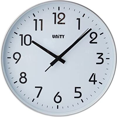 Unity UNSW700 Silent Sweep Silver Wall Clock - Wall Clock Unity UNSW700 Silent Sweep Silver Wall Clock - Wall Clock