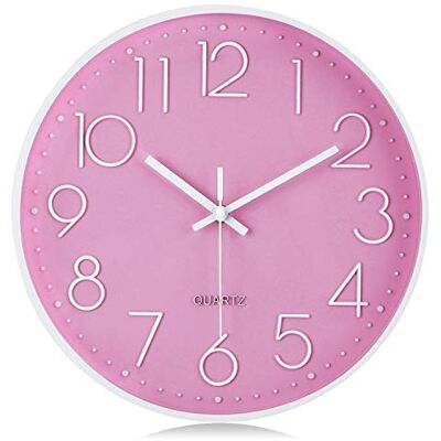 Lafocuse - Modern Wall Clock - Pink - 12-inch - Clock Lafocuse - Modern Wall Clock - Pink - 12-inch - Clock
