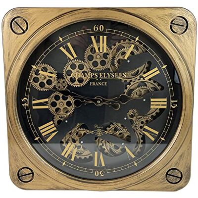 Sassy Home CA004 Copper & Black Square Moving Motion Gear Mechanical Champs Elysees Wall Clock, one Colour, 50 x 8 x 50cm Sassy Home CA004 Copper & Black Square Moving Motion Gear Mechanical Champs Elysees Wall Clock, one Colour, 50 x 8 x 50cm
