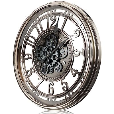 TOKTEKK Moving Gears Wall Clock, 53.5cm,Black Gold Arabic Large Wall Clock/Modern/Metal/Silen Decorative Clocks/Rustic/Vintage/Industrial/ Steampunk/Living Room Decor Home Farmhouse TOKTEKK Moving Gears Wall Clock, 53.5cm,Black Gold Arabic Large Wall Clock/Modern/Metal/Silen Decorative Clocks/Rustic/Vintage/Industrial/ Steampunk/Living Room Decor Home Farmhouse