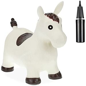 Relaxdays Bouncing Hopper Horse, Incl. Air Pump, for Children from 3 Years, BPA-Free, Inflatable Toy, 46x25x53 cm, White Relaxdays Bouncing Hopper Horse, Incl. Air Pump, for Children from 3 Years, BPA-Free, Inflatable Toy, 46x25x53 cm, White