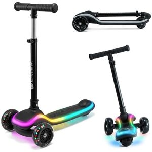 Kinderkraft RAKET Scooter for children from 1 year to 50 kg, LED wheels, Height-adjustable handlebar, Modern design, Black Kinderkraft RAKET Scooter for children from 1 year to 50 kg, LED wheels, Height-adjustable handlebar, Modern design, Black