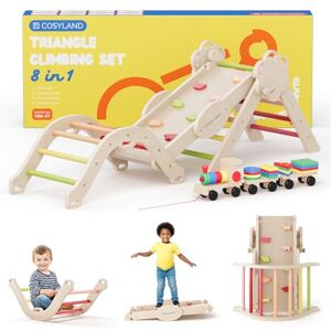 COSYLAND Indoor Climbing Frame for Toddlers – Wooden Triangle Toys with Ladder, Climbing Arch, Balance Board Climbing Toys for Kids Ages 1 3 (Warm Shades,M) COSYLAND Indoor Climbing Frame for Toddlers – Wooden Triangle Toys with Ladder, Climbing Arch, Balance Board Climbing Toys for Kids Ages 1 3 (Warm Shades,M)
