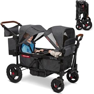 Radio Flyer Voya Stroller Wagon, 2 Seater Kids Stroller with Canopies, Double Stroller, Folding Wagon Trolley, Grey Radio Flyer Voya Stroller Wagon, 2 Seater Kids Stroller with Canopies, Double Stroller, Folding Wagon Trolley, Grey