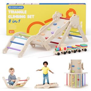 COSYLAND Indoor Climbing Frame for Toddlers – Wooden Triangle Toys with Ladder, Climbing Arch, Balance Board Climbing Toys for Kids Ages 1 3 (Rainbow,M) COSYLAND Indoor Climbing Frame for Toddlers – Wooden Triangle Toys with Ladder, Climbing Arch, Balance Board Climbing Toys for Kids Ages 1 3 (Rainbow,M)