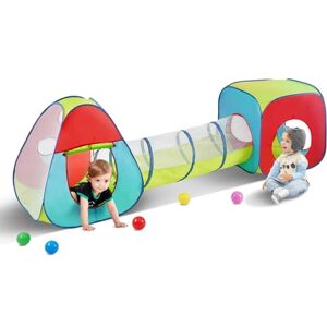 VEVOR 3 in 1 Kids Play Tent with Tunnel for Boys, Girls, Babies and Toddlers, Indoor/Outdoor Pop Up Playhouse with Carrying Bag & Banding Straps as Birthday Gifts, Red/Yellow/Blue Multicolor VEVOR 3 in 1 Kids Play Tent with Tunnel for Boys, Girls, Babies and Toddlers, Indoor/Outdoor Pop Up Playhouse with Carrying Bag & Banding Straps as Birthday Gifts, Red/Yellow/Blue Multicolor