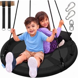 SereneLife Tree Swing Seat, Large Round Saucer Kids Swings, Adults and Kids Nest Swing, Durable Frame, 270kg Capacity, Indoor Outdoor Hanging Rope Swinging Seat for Backyard, Garden and More – Black SereneLife Tree Swing Seat, Large Round Saucer Kids Swings, Adults and Kids Nest Swing, Durable Frame, 270kg Capacity, Indoor Outdoor Hanging Rope Swinging Seat for Backyard, Garden and More – Black