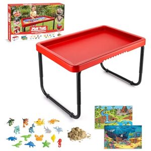 Toyrific Play Tray Activity Table with Play Mat Set, Kids Sensory Play Tray, Sea Life and Dinosaur Theme Play Mat Set, Red Toyrific Play Tray Activity Table with Play Mat Set, Kids Sensory Play Tray, Sea Life and Dinosaur Theme Play Mat Set, Red